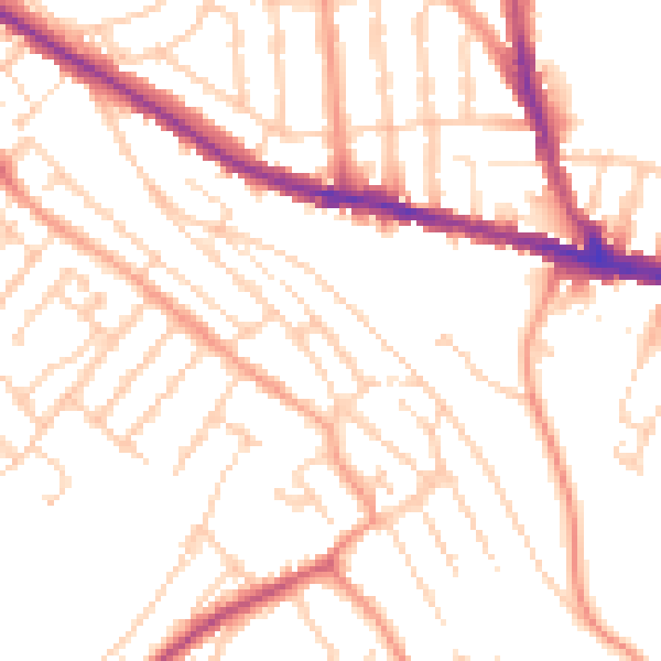 Daytime road noise heatmap for ME5 7DD