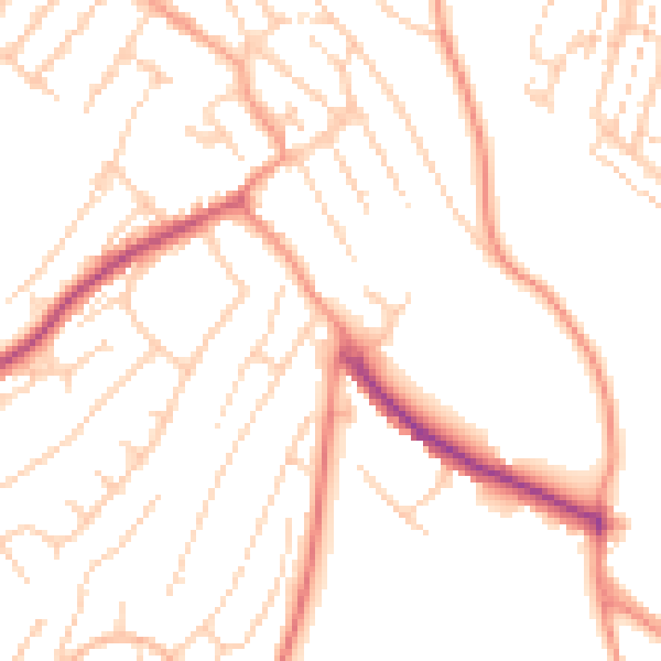 Daytime road noise heatmap for ME5 7QF