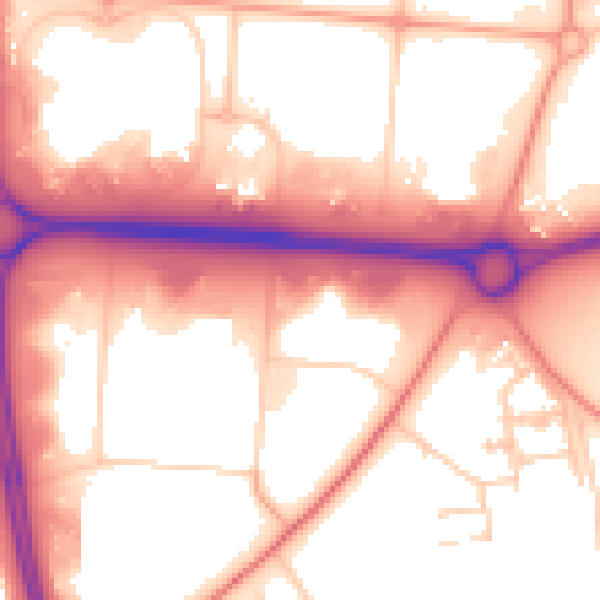 Daytime road noise heatmap for MK10 0DD