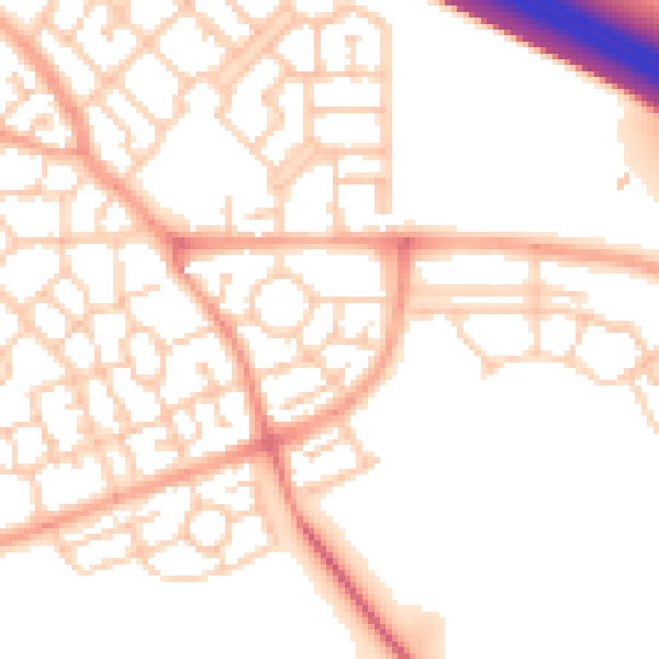Daytime road noise heatmap for MK10 7JD