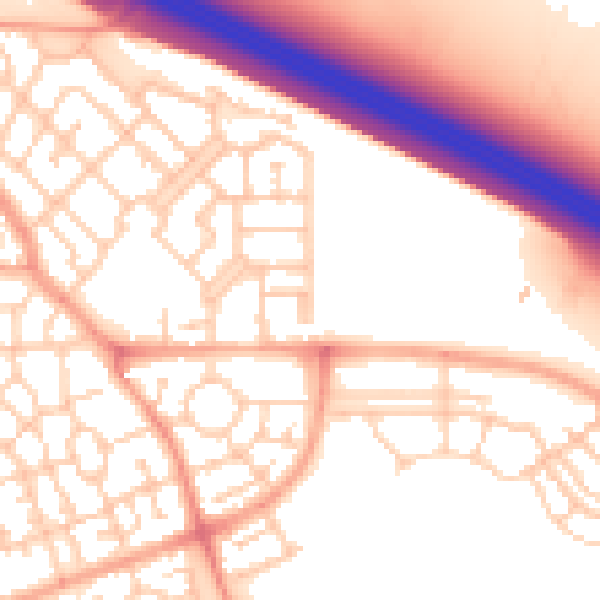 Daytime road noise heatmap for MK10 7NJ