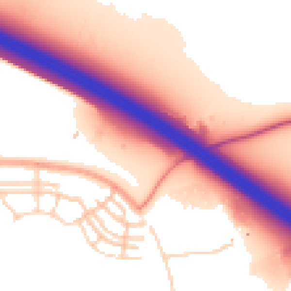 Daytime road noise heatmap for MK10 7NT