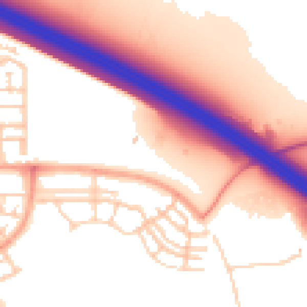 Daytime road noise heatmap for MK10 7NU