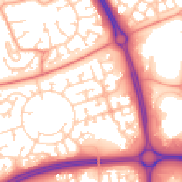 Daytime road noise heatmap for MK10 9DA