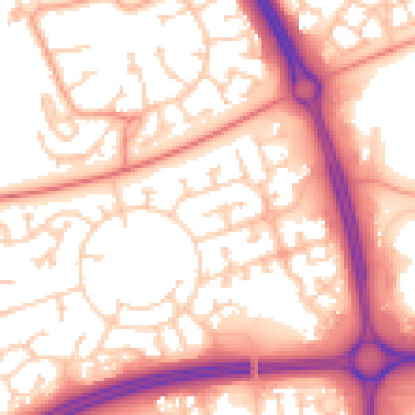 Daytime road noise heatmap for MK10 9DH