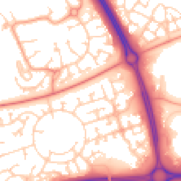 Daytime road noise heatmap for MK10 9DL