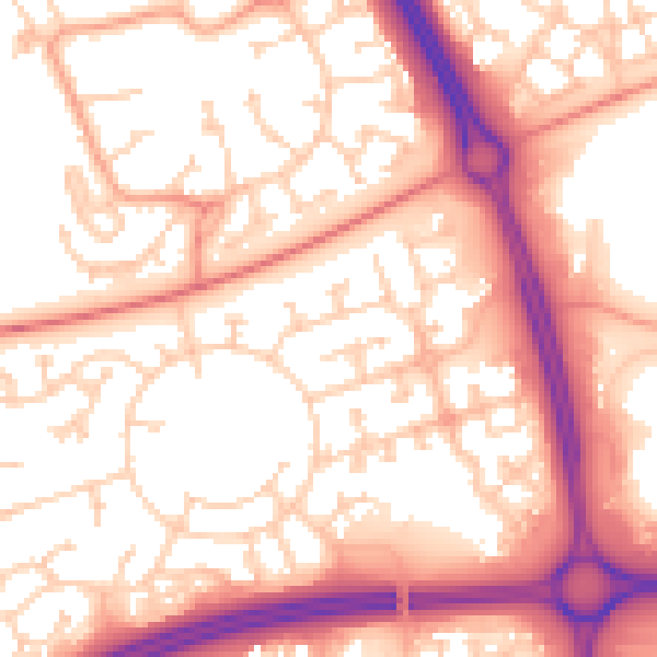 Daytime road noise heatmap for MK10 9DP