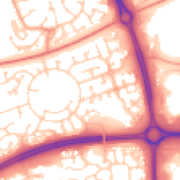 Daytime road noise heatmap for MK10 9DQ