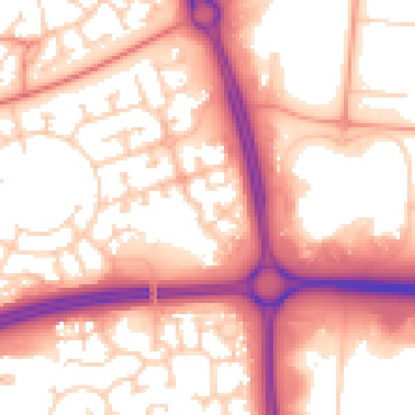 Daytime road noise heatmap for MK10 9EA