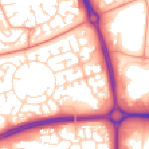 Daytime road noise heatmap for MK10 9EG