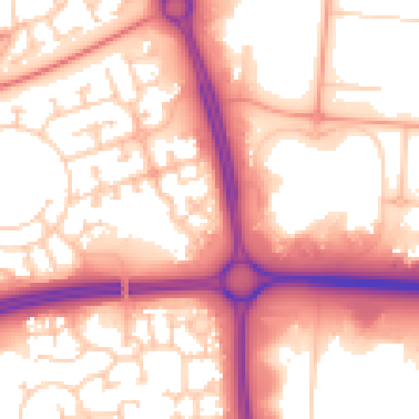 Daytime road noise heatmap for MK10 9ER