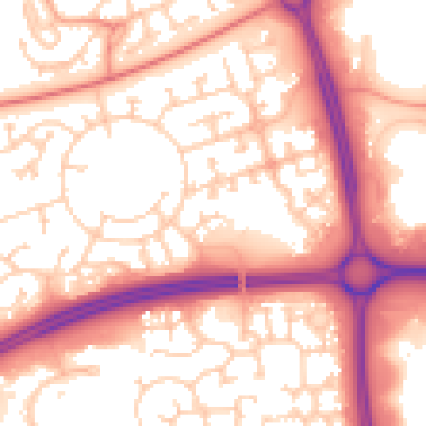 Daytime road noise heatmap for MK10 9FA