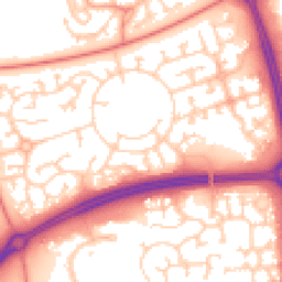 Daytime road noise heatmap for MK10 9FJ