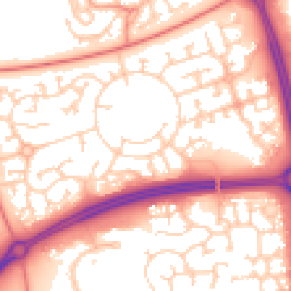 Daytime road noise heatmap for MK10 9FJ