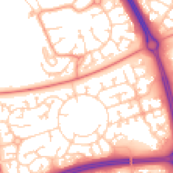 Daytime road noise heatmap for MK10 9GJ