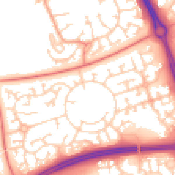 Daytime road noise heatmap for MK10 9GN