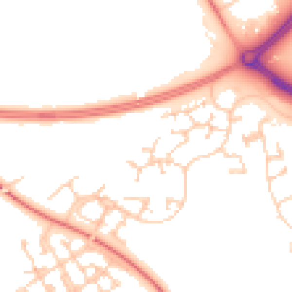 Daytime road noise heatmap for MK10 9JW