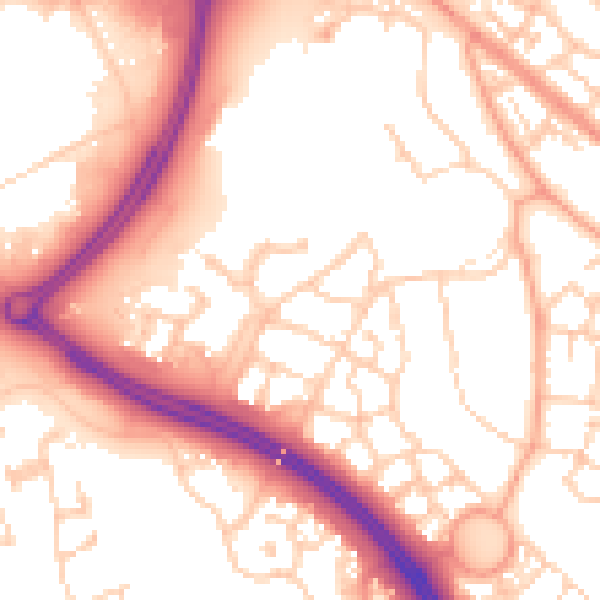 Daytime road noise heatmap for MK10 9NG