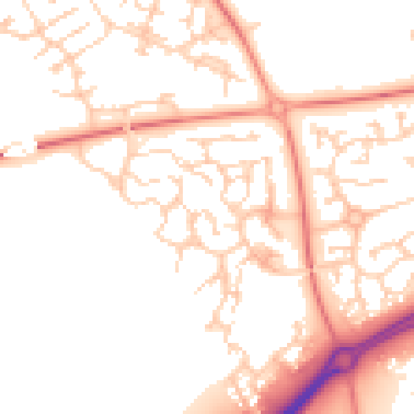Daytime road noise heatmap for MK10 9PB