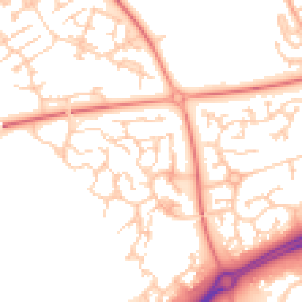 Daytime road noise heatmap for MK10 9PT
