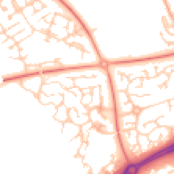 Daytime road noise heatmap for MK10 9PU