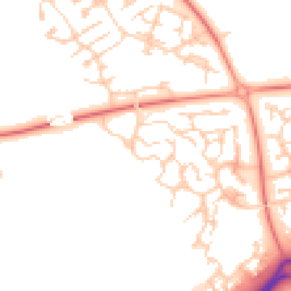 Daytime road noise heatmap for MK10 9PZ