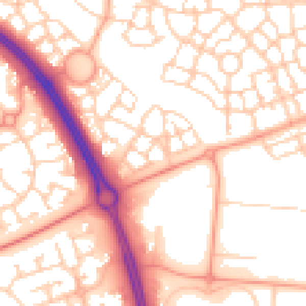 Daytime road noise heatmap for MK10 9QQ