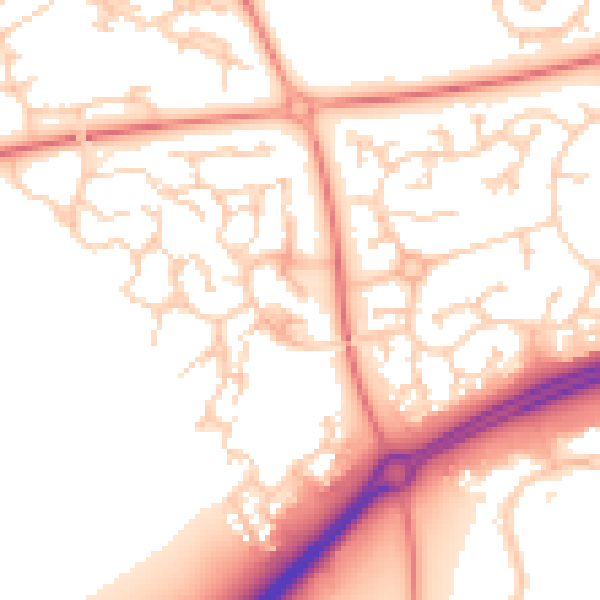 Daytime road noise heatmap for MK10 9RF