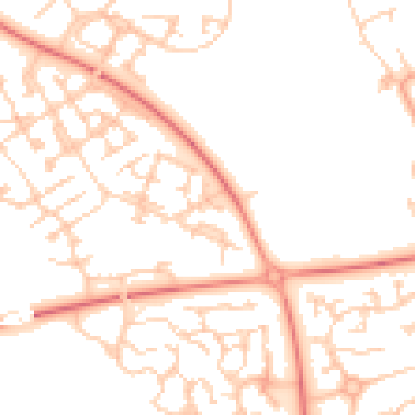 Daytime road noise heatmap for MK10 9SS
