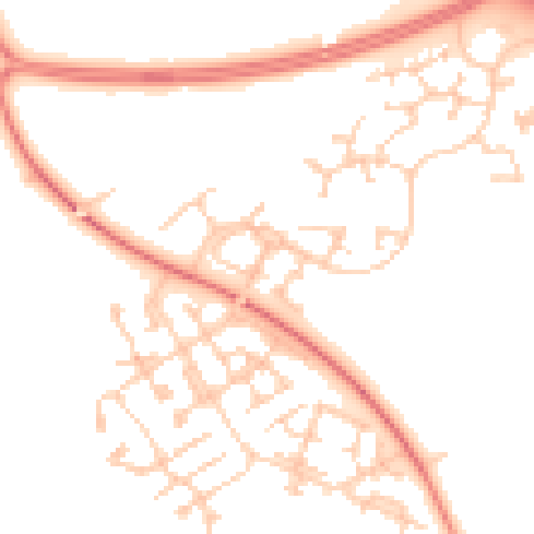 Daytime road noise heatmap for MK10 9SZ