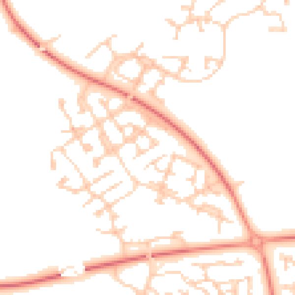 Daytime road noise heatmap for MK10 9TQ