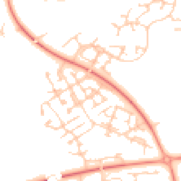 Daytime road noise heatmap for MK10 9TX