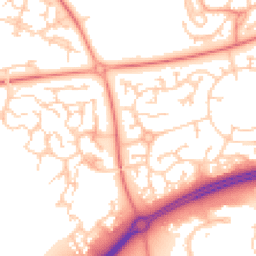 Daytime road noise heatmap for MK10 9UQ