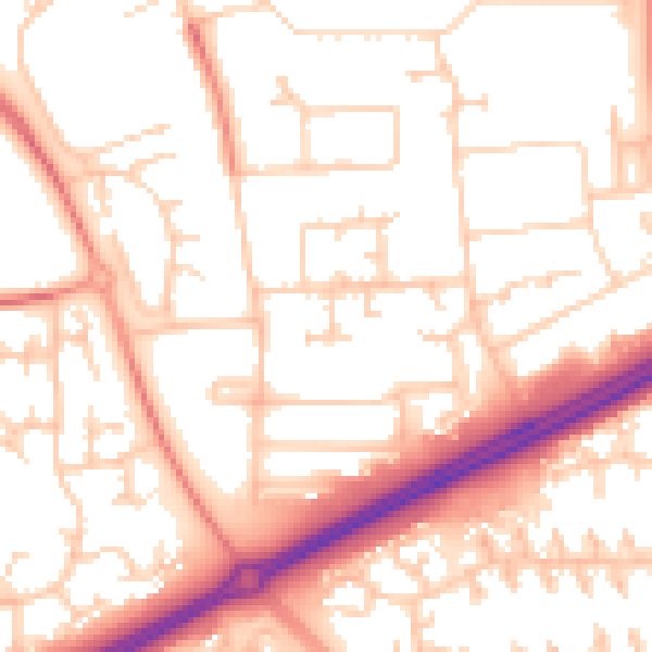 Daytime road noise heatmap for MK13 7EW