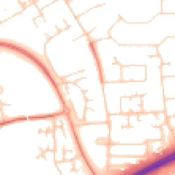 Daytime road noise heatmap for MK13 7HT