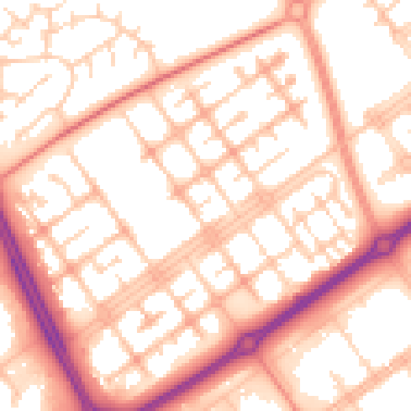 Daytime road noise heatmap for MK13 8HD