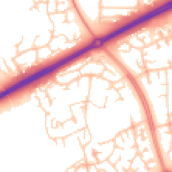 Daytime road noise heatmap for MK13 9AB