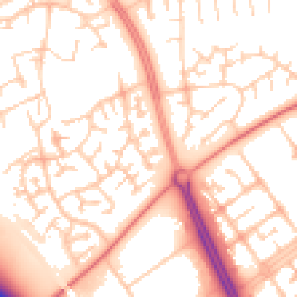 Daytime road noise heatmap for MK13 9DX