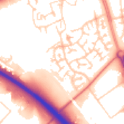 Daytime road noise heatmap for MK13 9EN