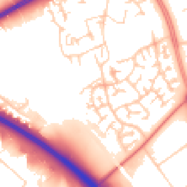 Daytime road noise heatmap for MK13 9EQ