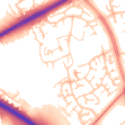 Daytime road noise heatmap for MK13 9EY