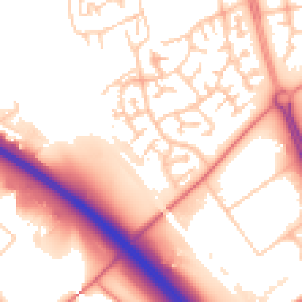 Daytime road noise heatmap for MK13 9HD