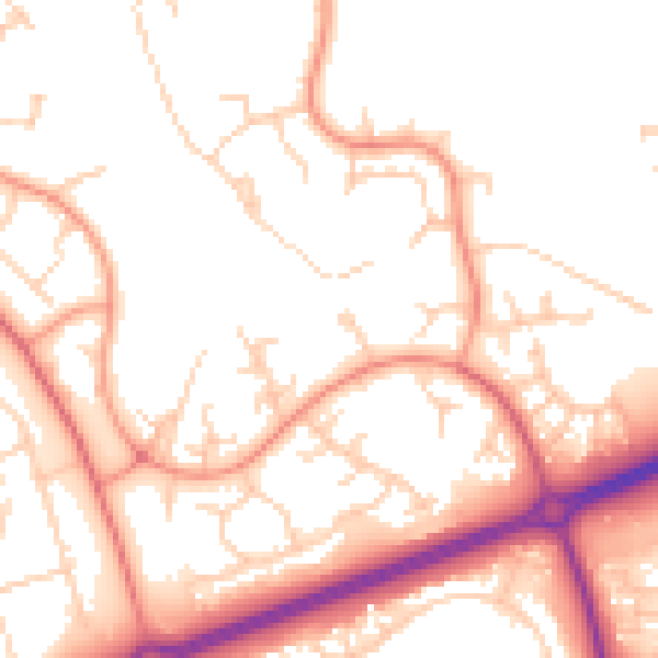 Daytime road noise heatmap for MK14 5DU