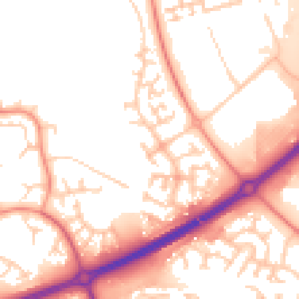 Daytime road noise heatmap for MK14 5JU