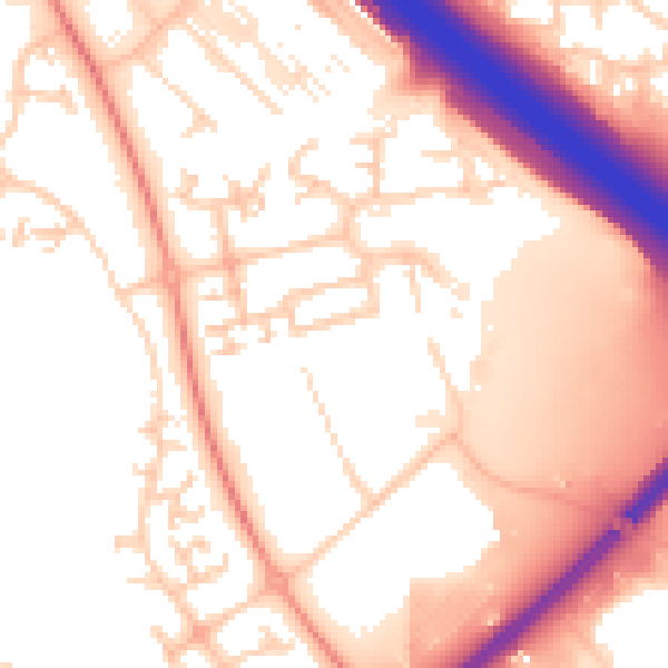 Daytime road noise heatmap for MK14 5JW