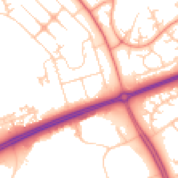 Daytime road noise heatmap for MK14 6BJ