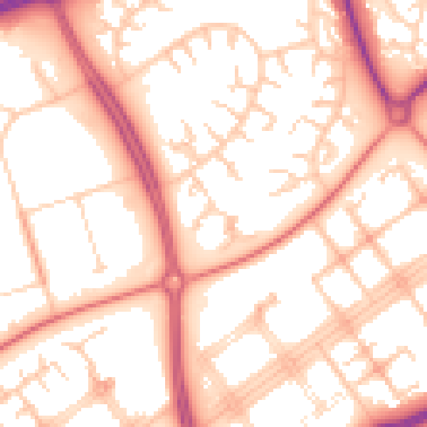 Daytime road noise heatmap for MK14 6ER