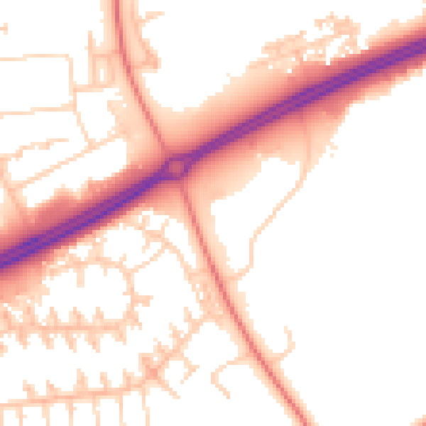 Daytime road noise heatmap for MK14 6EW