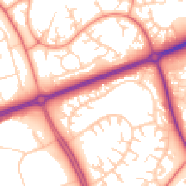 Daytime road noise heatmap for MK14 6JE