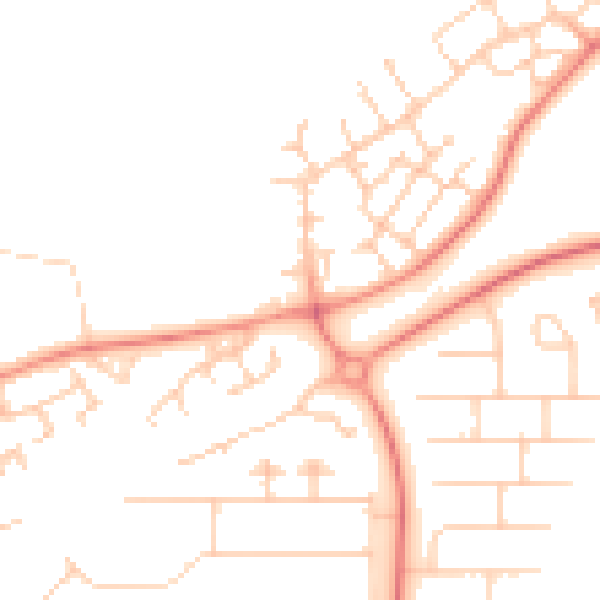 Daytime road noise heatmap for MK14 6NW
